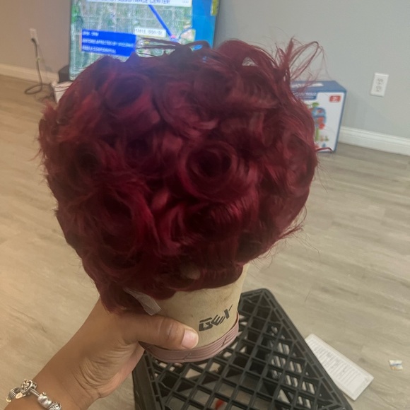 Vibrant Red Curly Wig pixie cut. 13*4 lace wig